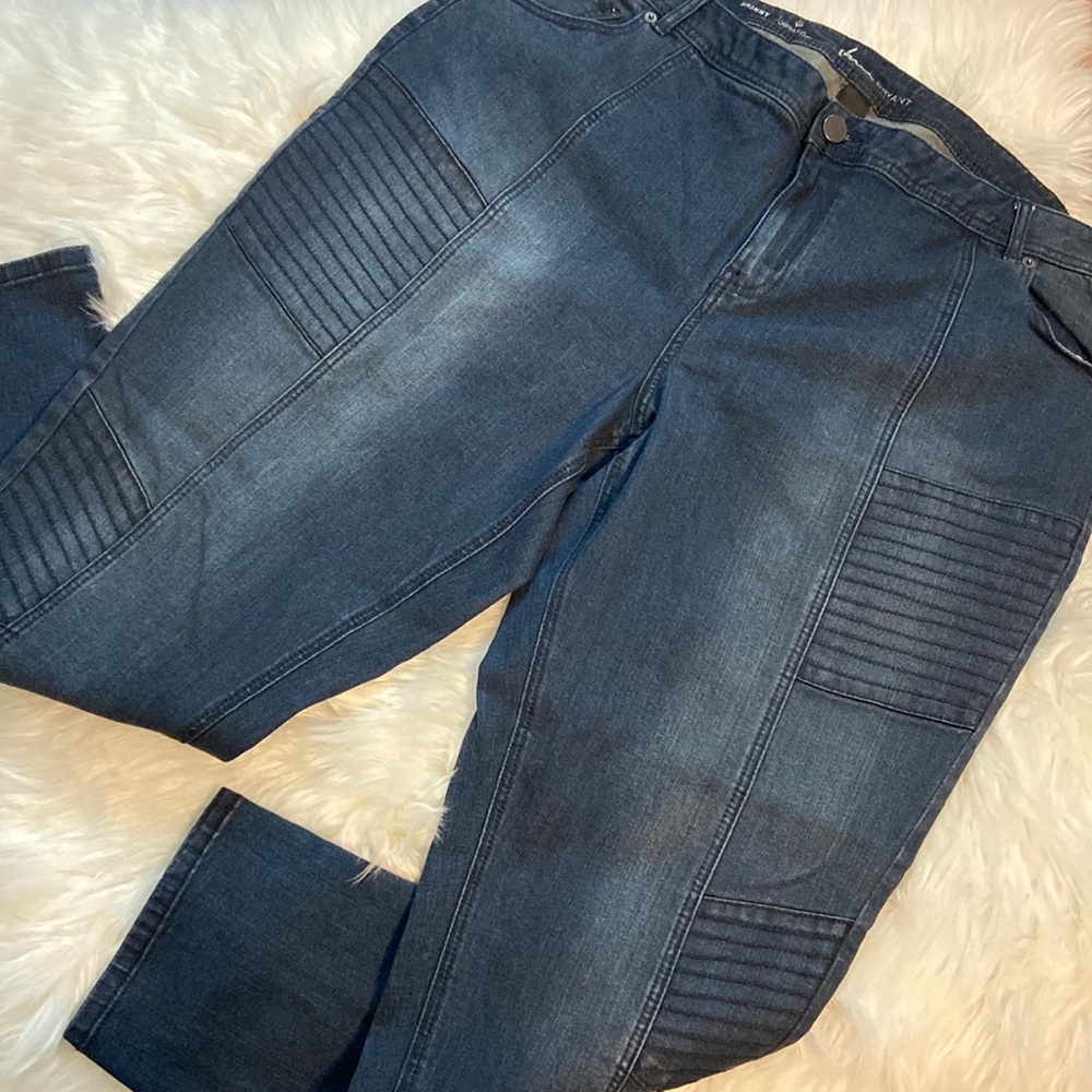 Lane Bryant Denim Genius Fit Skinny Moto Jeans Sz 24